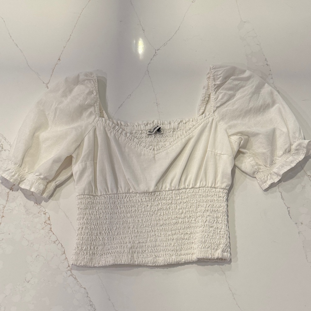A&F White Smocked Women's Top